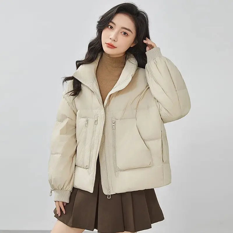 Euro Otoño/Invierno nueva chaqueta de plumón para mujer chaqueta holgada con cuello levantado a prueba de viento para ir al trabajo