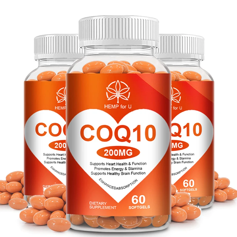 Vegetarian Organic Coenzyme Q10 Capsules Support Women's Health Heart & Cardiovascular Health for Middle Aged and Elderly People