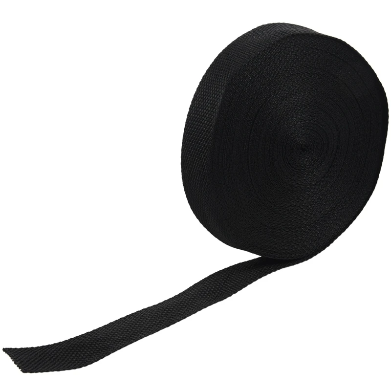 2X 25Mmx20m Roll Nylon Tape Strap For Webbing Bag Strapping Belt Making DIY Craft - Black