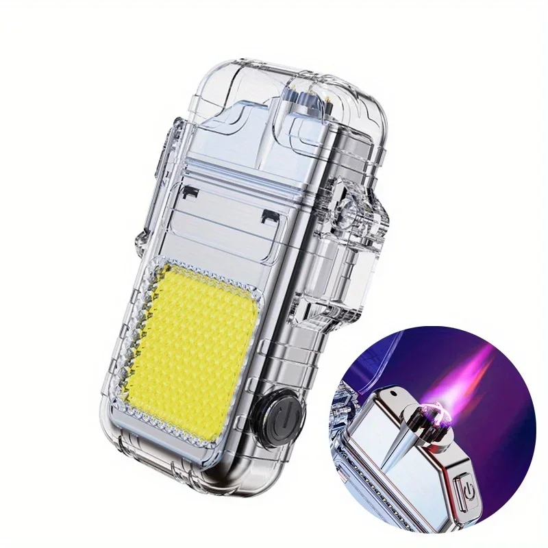 Portable Electric Lighter USB Rechargeable Waterproof Windproof Dual Arc Lighter Outdoor Camping And BBQ Survival Tool Gifts