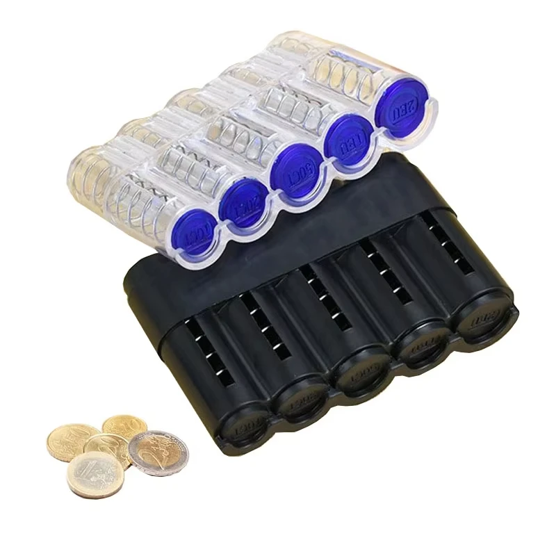 Transparent Plastic Storage Coins Purse Storage Box Euro Coin Dispenser Coin Holder Case High Quality Wallet Holders Money Boxes