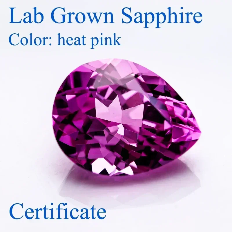 

Top Lab Grown Sapphire Pear Shaped Heat Pink Colour VVS1 Charm Diy Advanced Jewelry Making Materials Selectable AGL Certificate