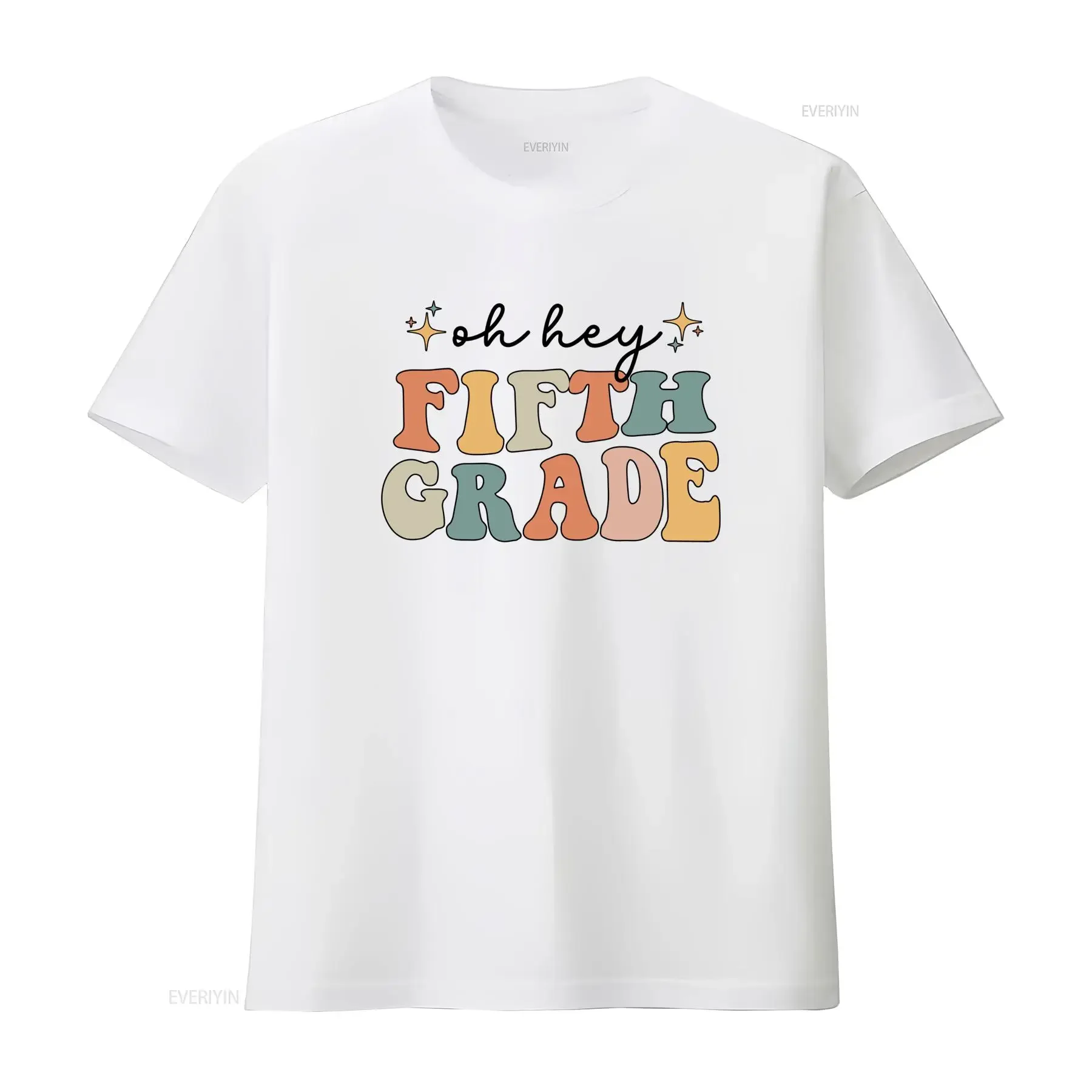 Retro Groovy Oh Hey Fifth Grade Back To School Teacher Student Casual Print T Shirt vintage Washed Stretched Comfortable homme