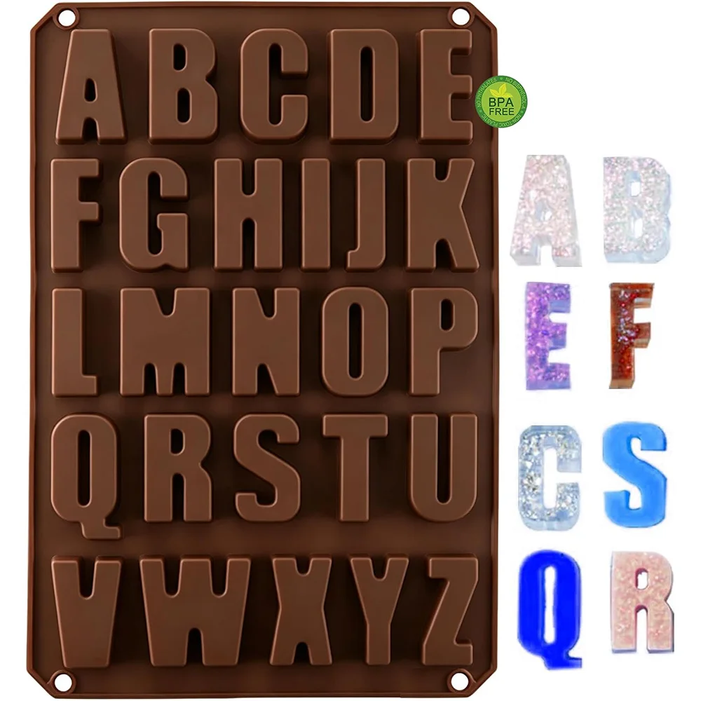 26 Cavities Alphabet crayon letter molds silicone alphabet chocolate molds easy to release for Making cakes, Ice Cube Chocolate view 2