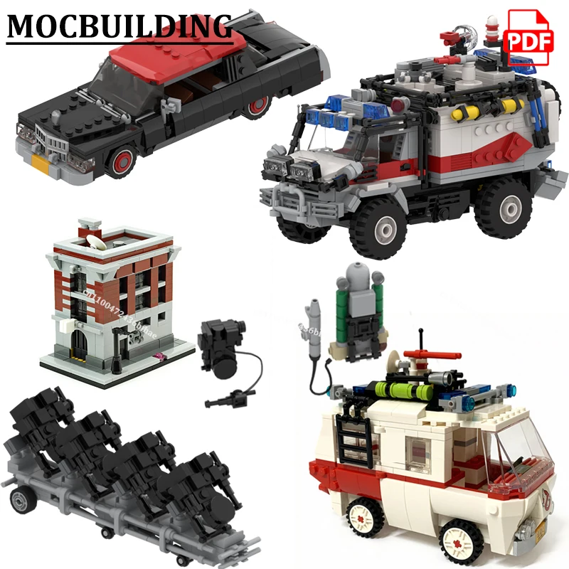 Конструктор MOCBUILDING MOC-10274: Мини-пожарная станция из блоков-седанов, держатель для пакетов, кирпичики для сборки, игрушки-конструкторы Ghost, подарок