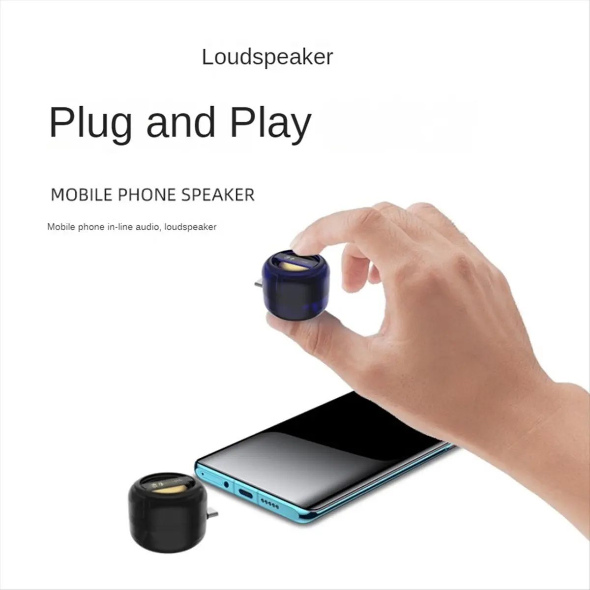giftnew Portable Mini Speaker Universal Type-C Sound Box Type-C Plug in Mobile Phone Amplifier External Wired Home Clear