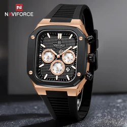 NAVIFORCE Original Luxury Watches for Mens Fashion Classic Square Dial Quartz WristWatch Men Automatic Date Chronograph