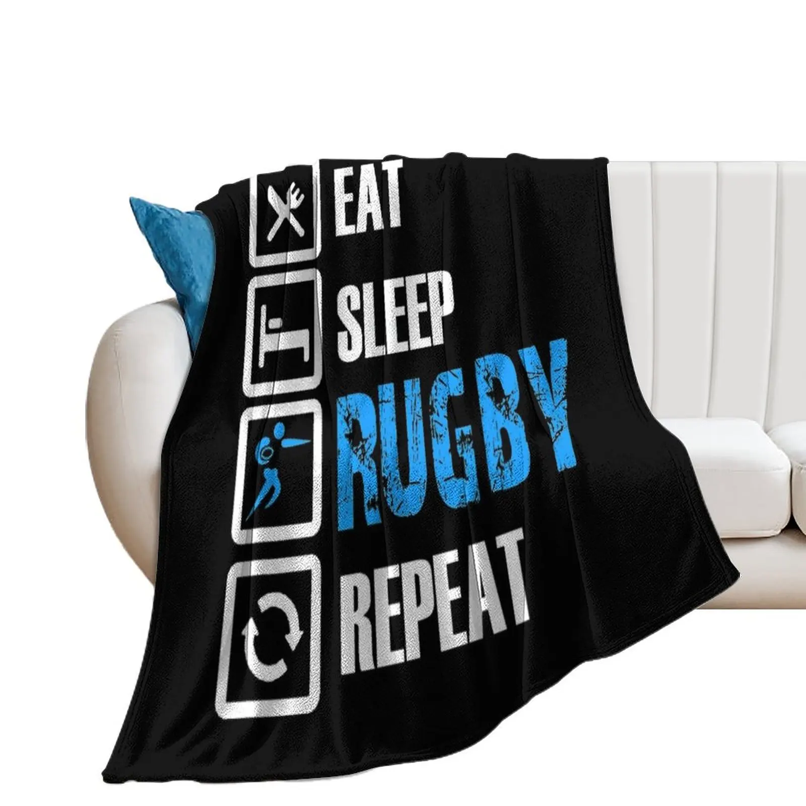 

Funny Rugby Apparel Eat Sleep Rugby Repeat Throw Blanket Beautifuls Baby Bed Blankets