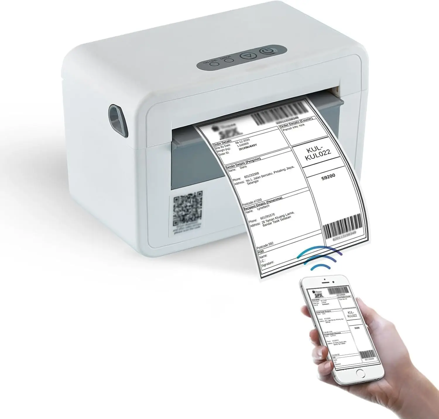 

4x6 Thermal Label Printer, 203 DPI, Bluetooth/USB, Portable for Shipping, Warehouse, Home Office