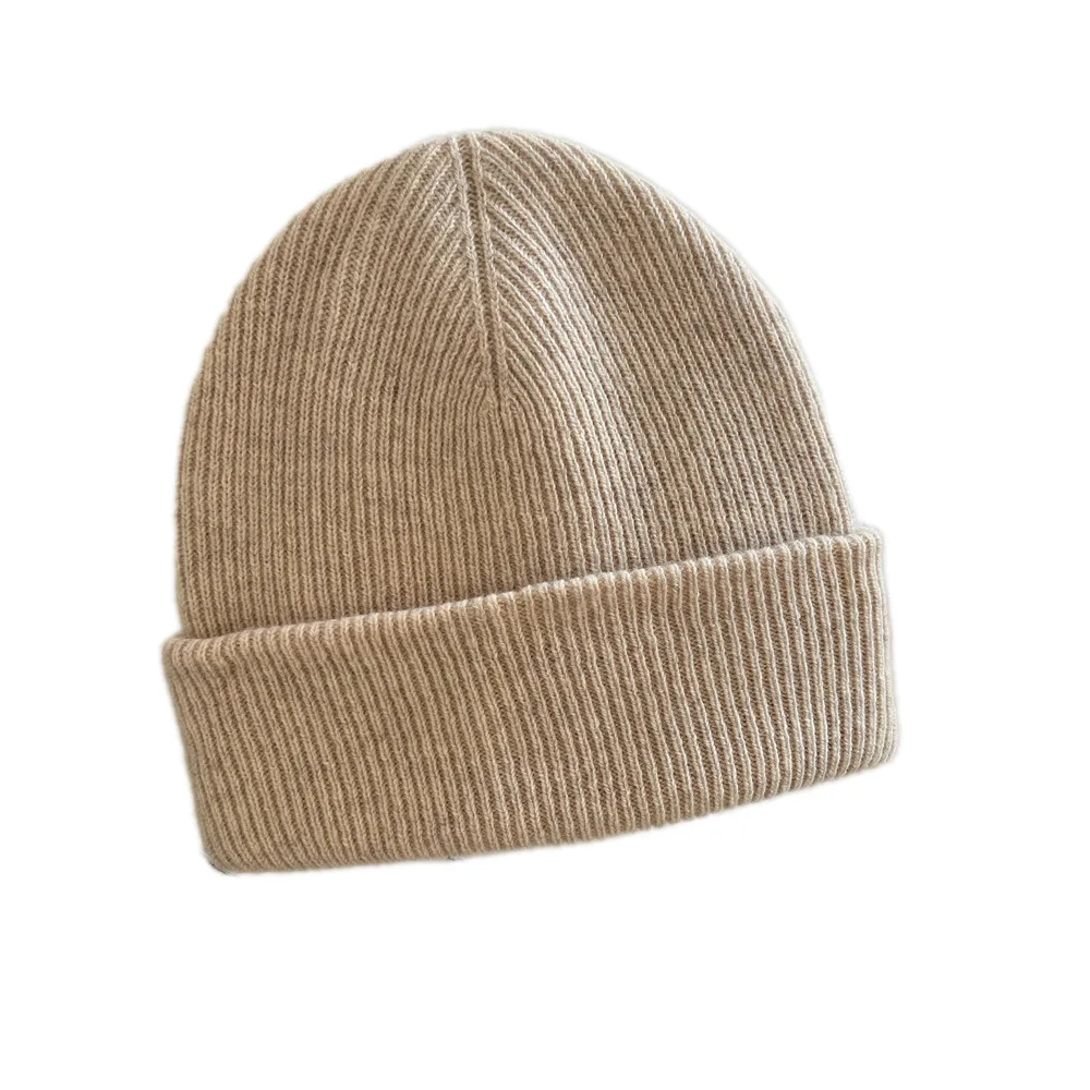 Gorro de lana de punto cálido para exteriores, Color sólido, Invierno