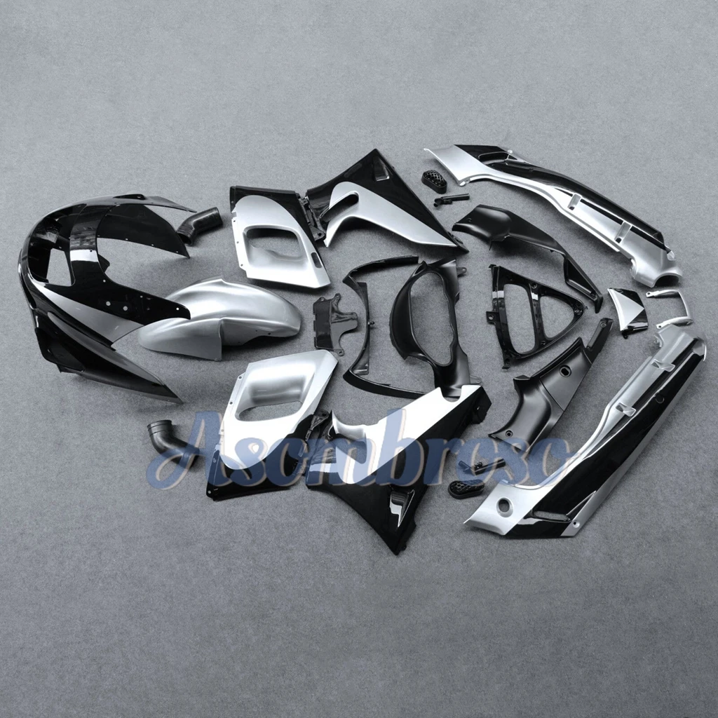 Motorcycle Fairing Kits for Ninja ZZR400 ZZR600 1993 2007 1994 1995 2000 2006  ZX-6E 93-07 ZXMT Silvery/Black Bodywork Set