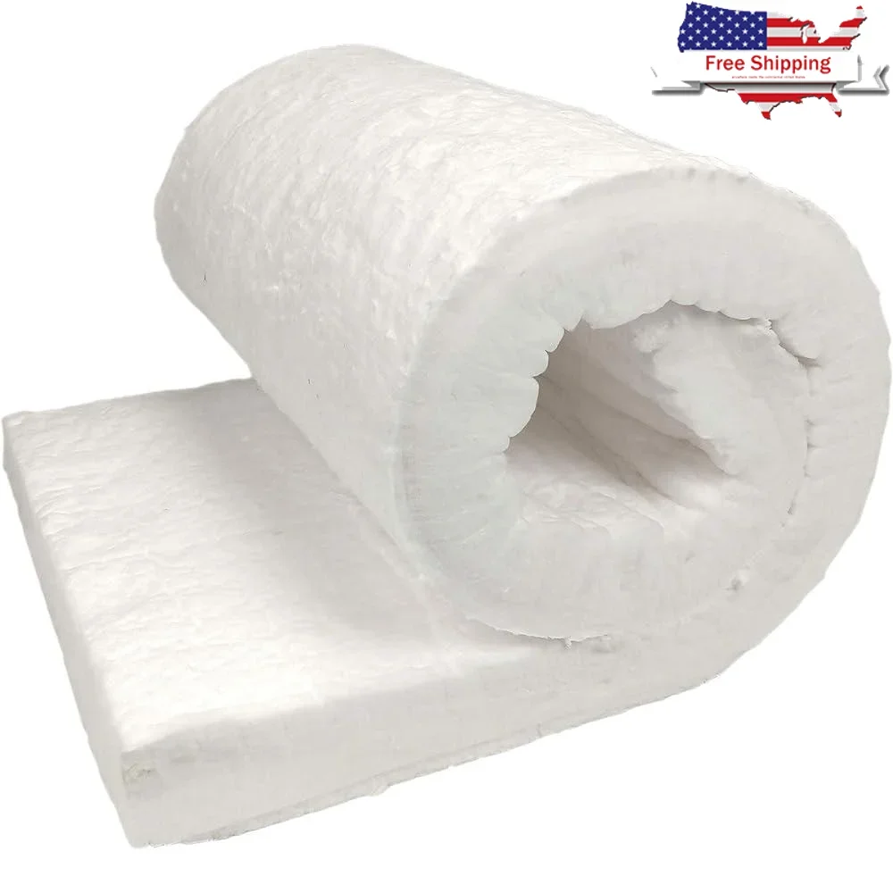 Manta aislante de fibra cerámica, 2 pulgadas de espesor, ignífuga, aislamiento térmico 2400F, horno de Pizza, chimenea de forja, estufa de leña, soldadura