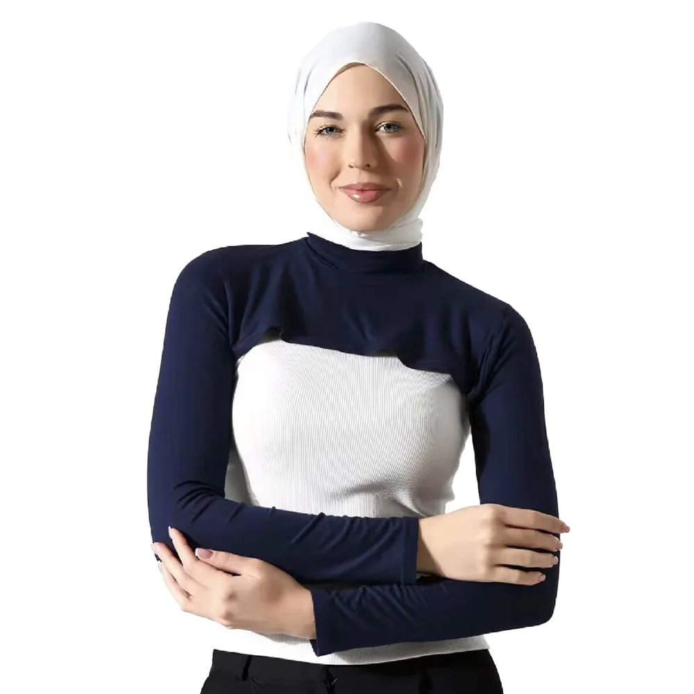 2025 New Modal Jersey Full Neck Sleeve Woman Muslim Hijab Long Arm Cover Shrug Shoulder Oversleeve Suncreen Islamic Wear Sleeves