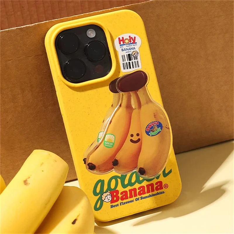 Korean Cute Funny 3D Banana Griptok Bracket For iPhone 15 14 7 Universal Lovely Phone Holder Ring Support Stand Grip Tok Bracket