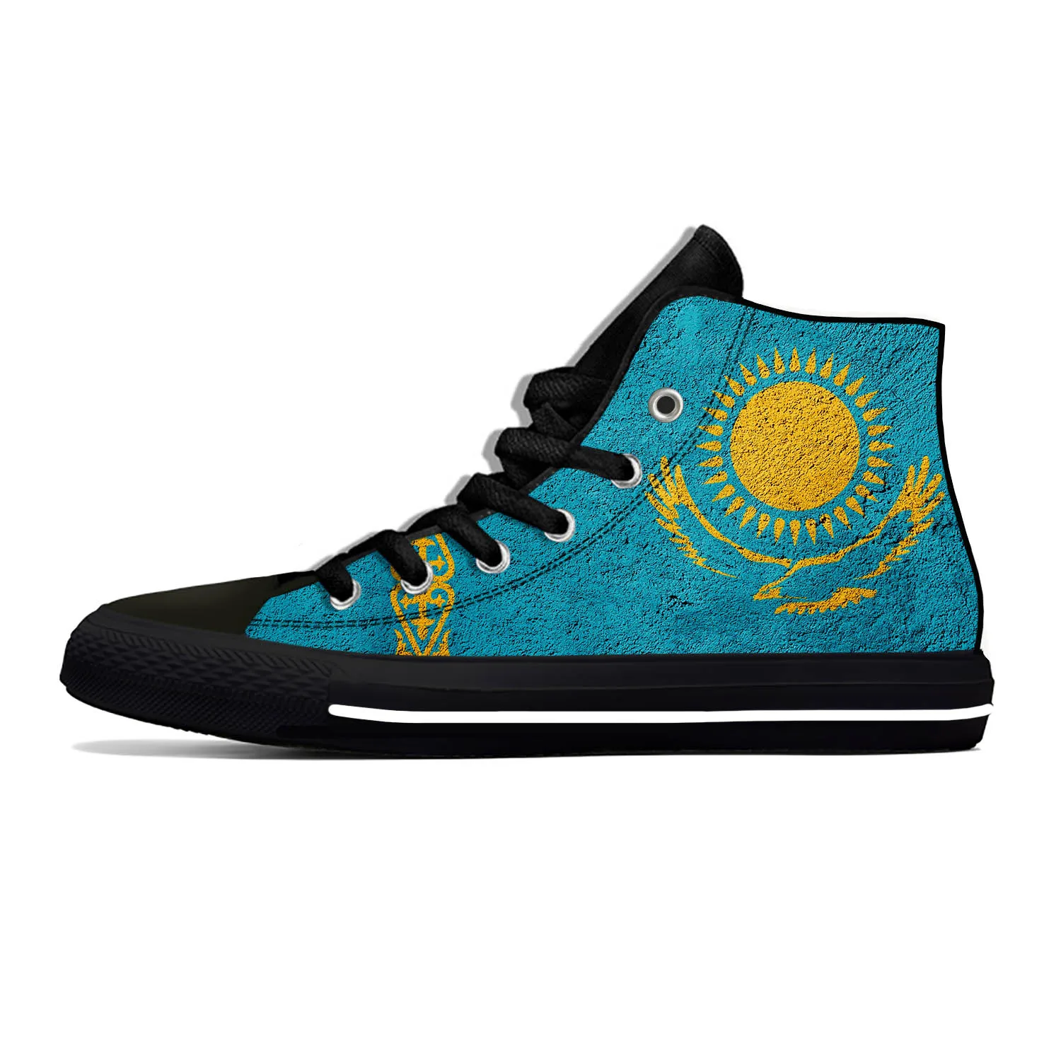 Kazakhstan Kazakh Flag Patriotic Funny Fashion Casual Cloth Shoes High Top Lightweight Breathable 3D Print Men Women Sneakers