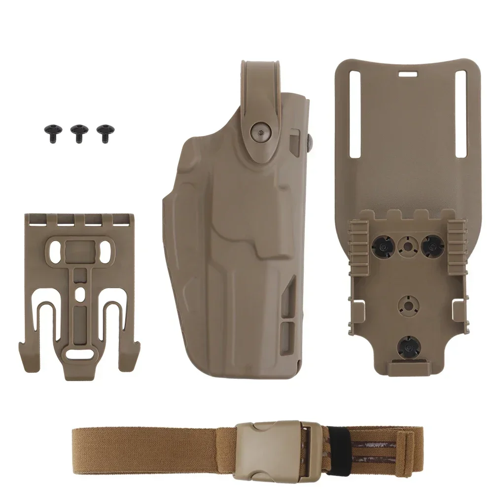 Tactical Airsoft Right Handed Holster with QLS Quick Release System Drop Leg Adaptor for TMK-17 P320 Glock 17 19 22 Belt Holster