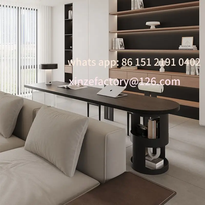 مكتب فرنسي بسيط قابل للتخصيص من الخشب الصلب طاولة دراسة مزدوجة طاولة كمبيوتر صنوبر أفقية قاعة أريكة خلفية طاولة طويلة مكتب #4