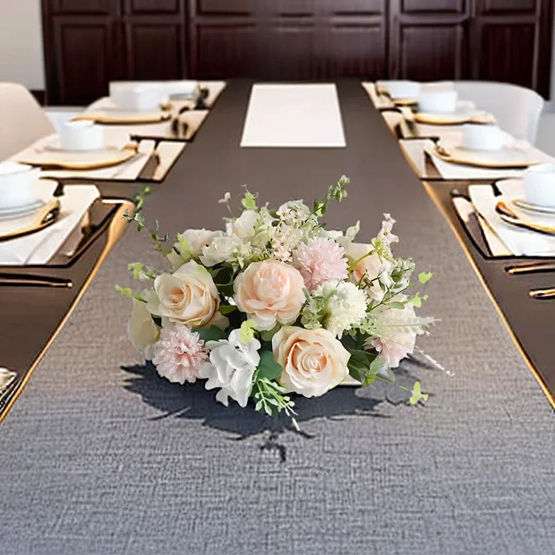 Round Hotel Dining Table Flower Restaurant Round Table Banquet Decoration Flower Meeting Room Table Ornament