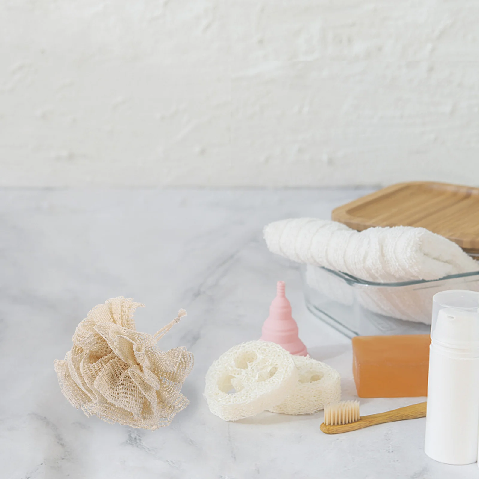 

2Pcs Bath Sponge Loofahs Exfoliating Shower Ball Body Scrubber Mesh Pouf Pore Cleaner Travel Gift Shower Sponge Loofahs