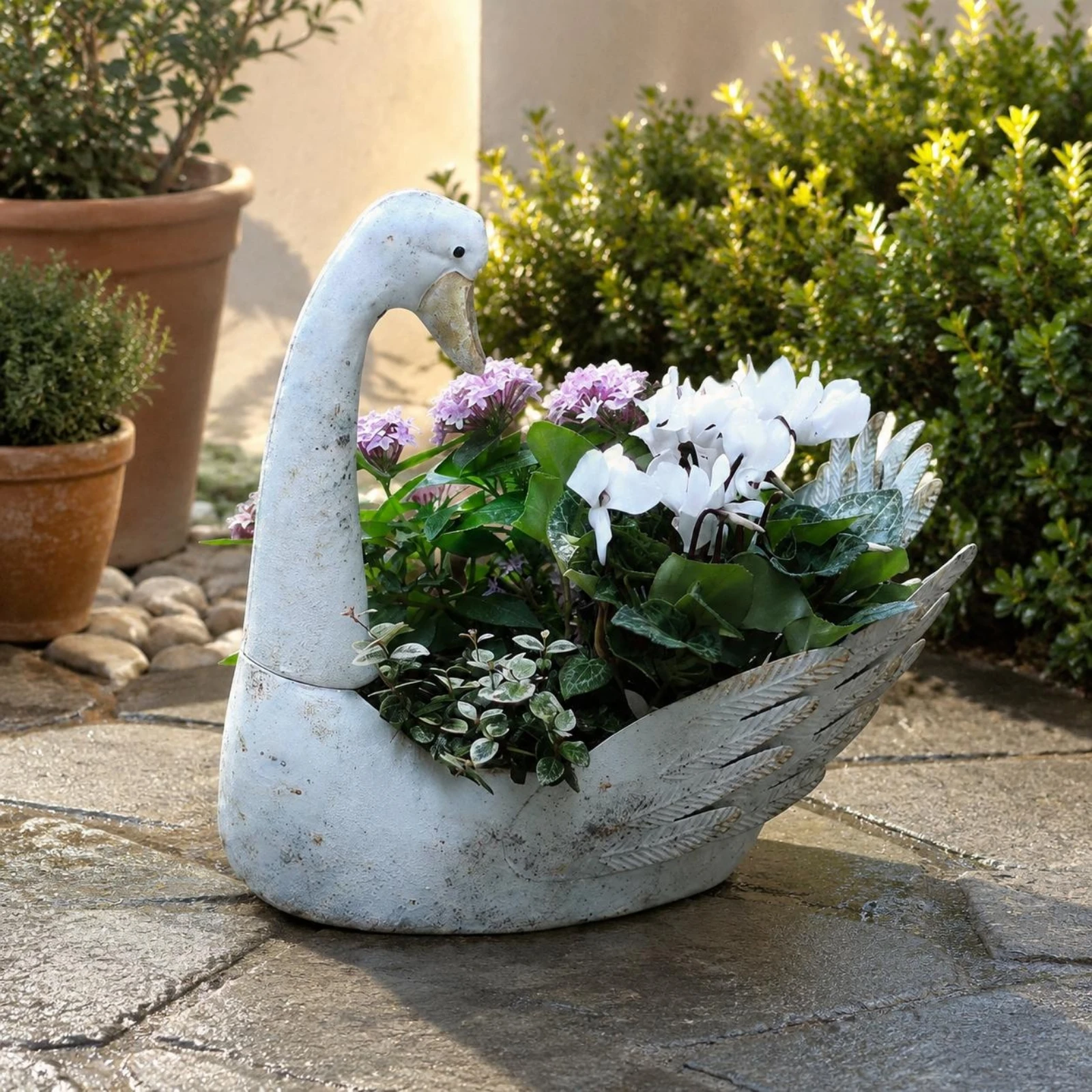 Swan Garden Statue Planter European Design Home Decor for Patio