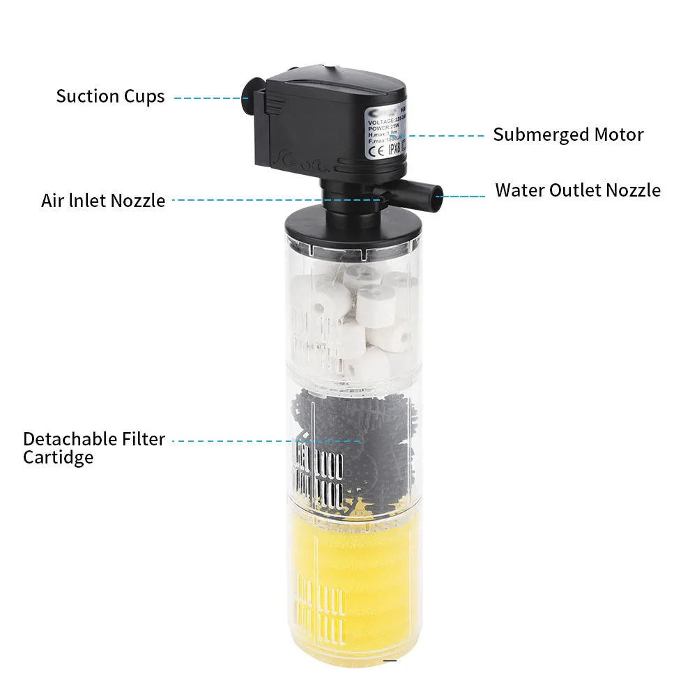 3 in 1 Aquarium Multifunction Filter Pump Oxygen Fish Tank 4 Layers Filter Aquarium Internal Filter Material Air Pump