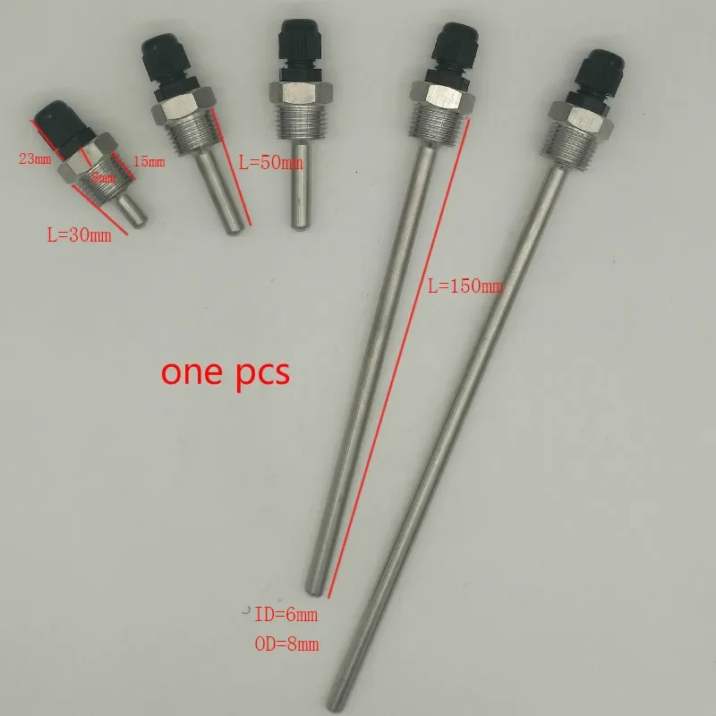 

Thermowell Stainless Steel 1/2" NPT Threads temperature Sensors Thermowells for Max 6mm Wire L30-L600mm pipe