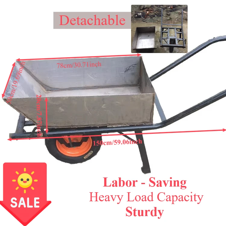 

Single-Wheel Wheelbarrow Tilting Cart - Manual Transport for Construction Sand, Soil Garden Rubbish Farm Goods