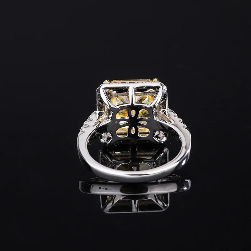 18K Gold Set with PT950 Platinum High Carbon Diamond Square Micro Set Ring Main Stone 10*10 Accessories