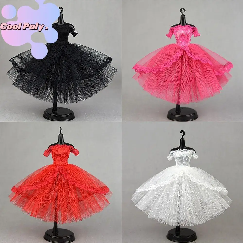 

Dress Up Doll Dress Evening Party Tutu Dotted Lace Dolls Clothes Multilayer Prom Dress Doll Princess Dress Doll Accessories