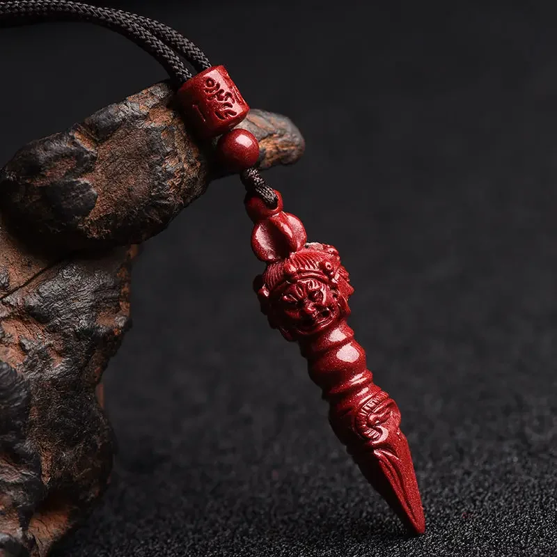 

Natural Cinnabar Exorcising and Fortune Drawing Vajra Monster Subduing Club Pendant High Content Purple Gold Sand Neck Pendant