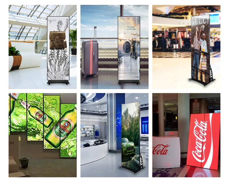 Retail Store Showcase Led Poster Display Indoor Portable Advertising Standing Led Screen for Shopping Mall