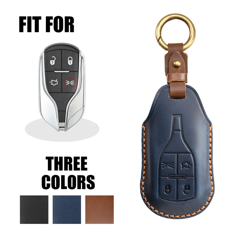 Car Key Case Cover with Key chain for Maserati Levante Ghibli Quattroporte GT Granturismo GranCabrio