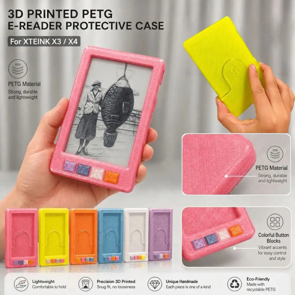 Glitter E-Reader Case Shockproof Anti-Scratch Full Coverage Case Full Coverage Protective Cover for XTEINK X3 X4