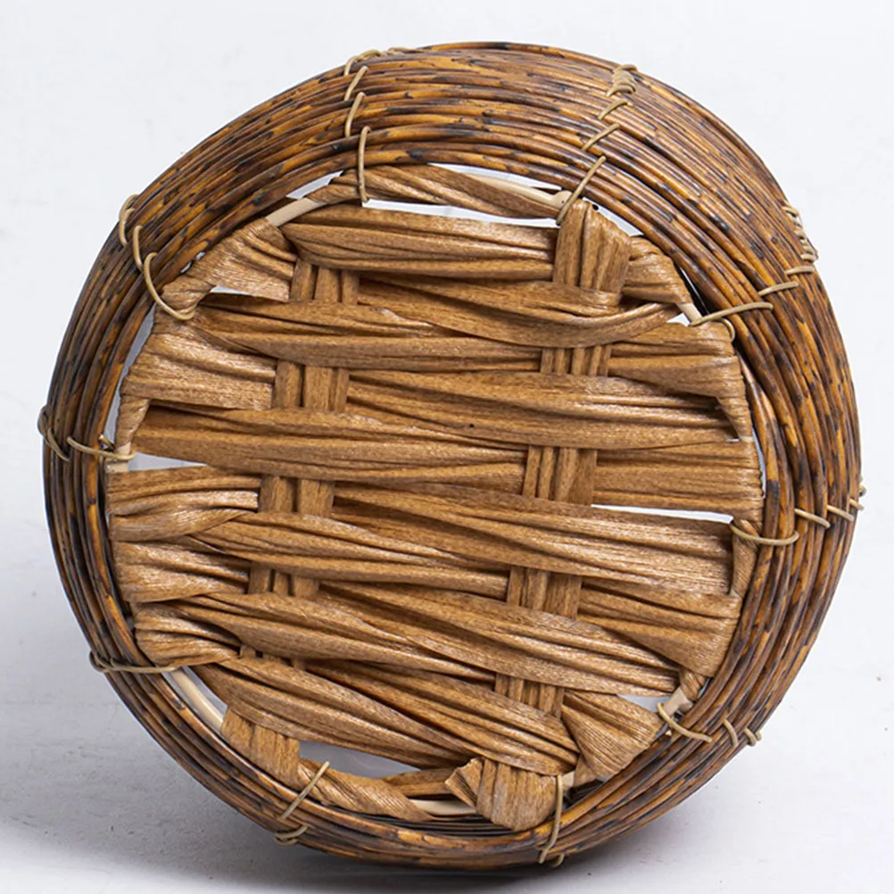 

1pc Rattan Woven Basket Round Fruit Storage Holder Kitchen Home Snacks Bread Candy Organizer Tabletop Sundries Storage Box
