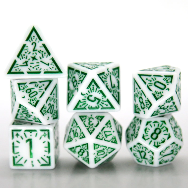 7PCS/set Multi-sided Dice New Textures Pattern Games Dice for DnD RPG Games Family Party Funny Table Games Accessories view 3