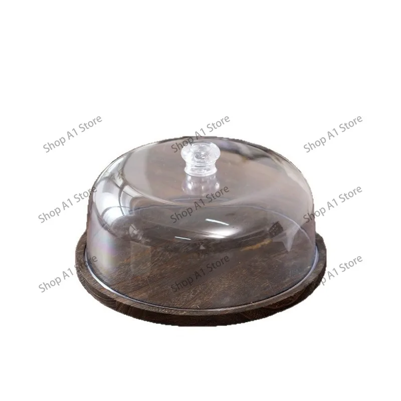 Rotatable Round Cake Stand, Pastry & Fruit Serving Tray with Clear Acrylic Cover for Afternoon Tea