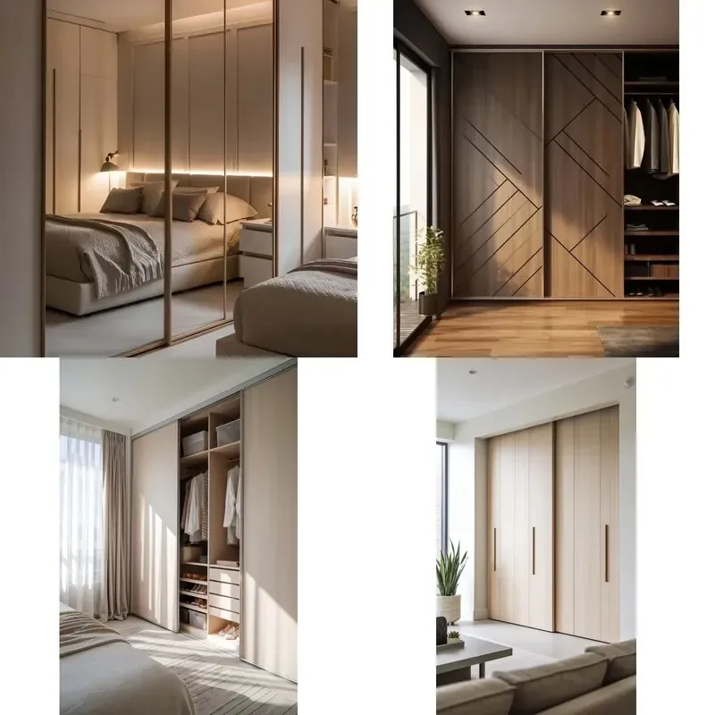 Modern Wooden Wardrobe with Smooth Sliding Doors for Bedroom Storage and Organization Furniture Home Decor