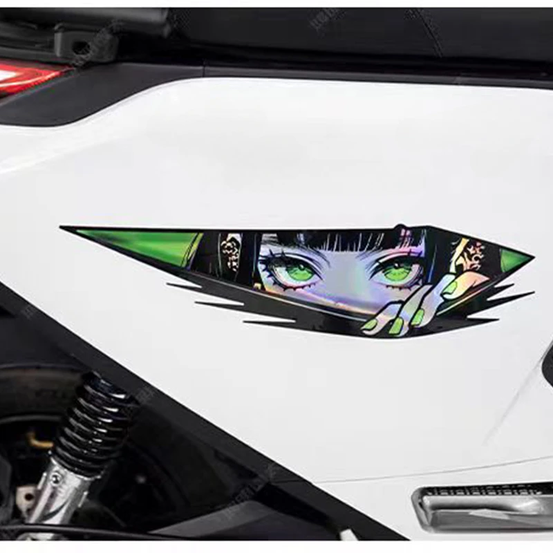 1Pair Anime Eyes JDM Style Motorcycle Stickers Waterproof for Motorbike Fuel Tank Electric Scooter Body Universal Vinyl Decals