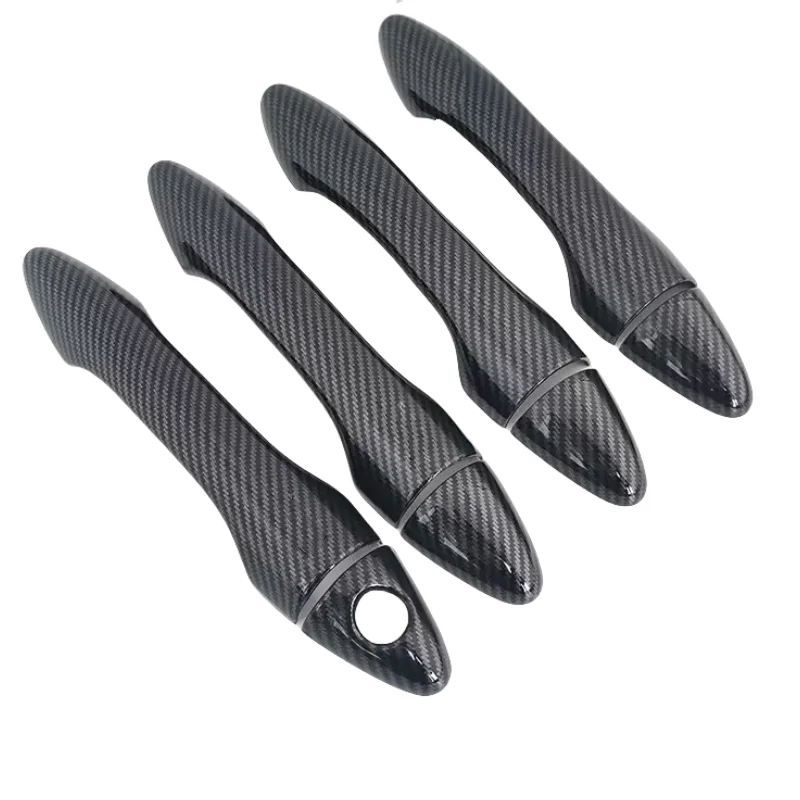 For Hyundai Tucson IX35 2009-2014 Carbon Fiber Gloss Black Chrome Car Door Handle Cover Bowl Sticker Styling Auto Accessories