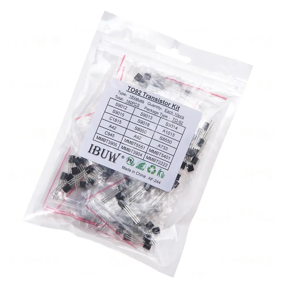 180PCS 18Values TO-92 Transistor Kit (S9012/S8050/C1815/MMBT5551 etc.) DIY Electronic Project S8050 C1815 MMBT5551 Component