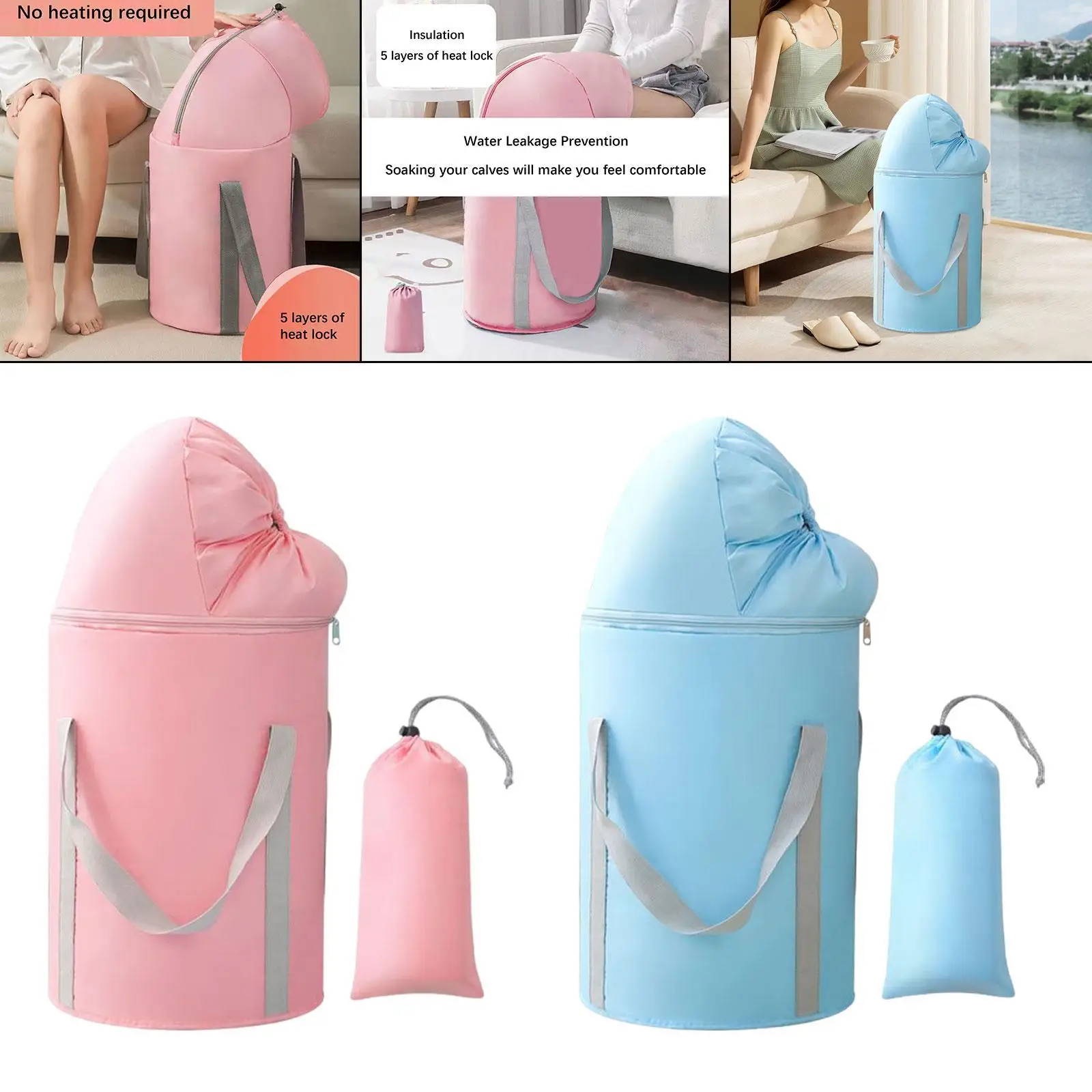 Household Foot Bath Bag Lightweight with Handles Folding Practical Foot Soaking Bucket for Hotel Apartment Outdoor Camping Home