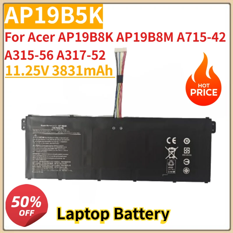 

High Quality New AP19B5K 11.25V 3831mAh Laptop Battery for Acer AP19B8K AP19B8M A715-42 A315-56 A317-52
