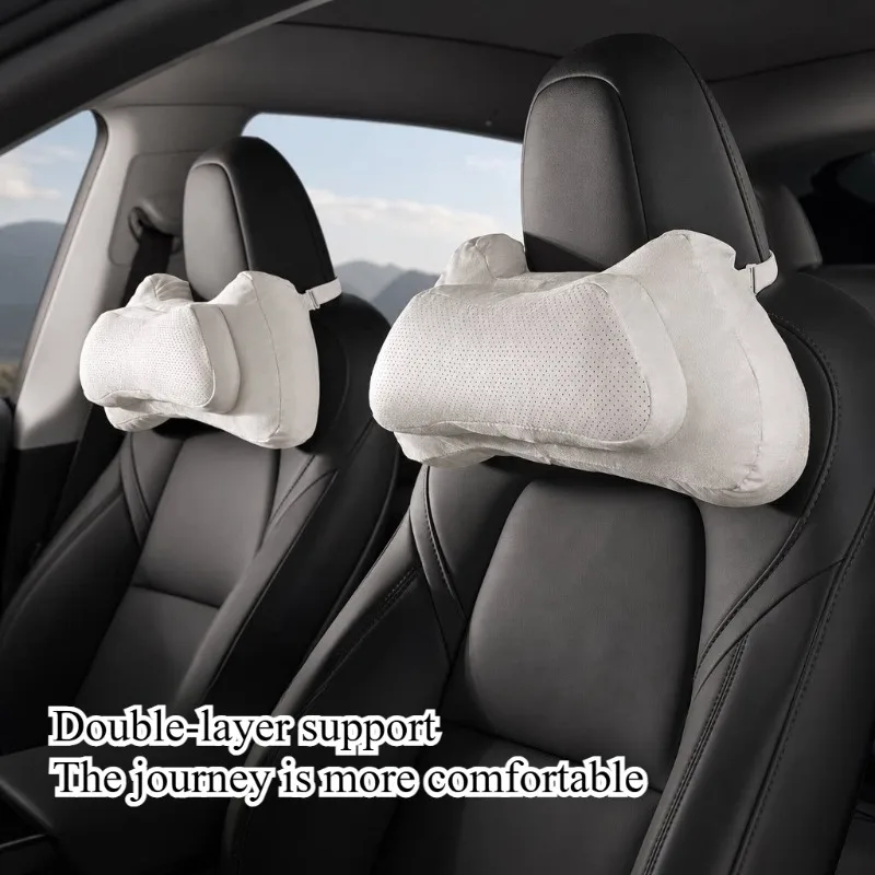 2pcs/set Car Headrest Lumbar Support Neck Protection Car Seat Pillow Four Season Cow Horn Pillow