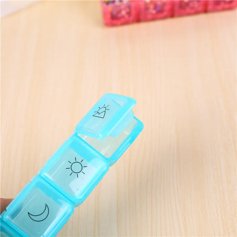 1PCS 4 Row 28 Squares Pillbox Storage Box for Pills Portable Weekly 7 Days Medication Case Pill Container Organizer Plastic Box