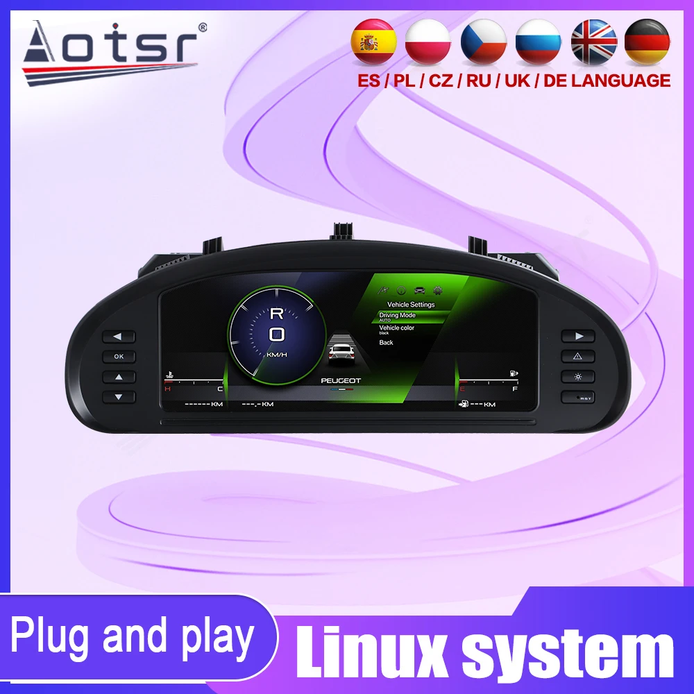 

Для Peugeot 407 2004-2010 Поддержка Carplay 10,25-дюймовая цифровая приборная панель, кабинет, комплект обновления виртуального прибора