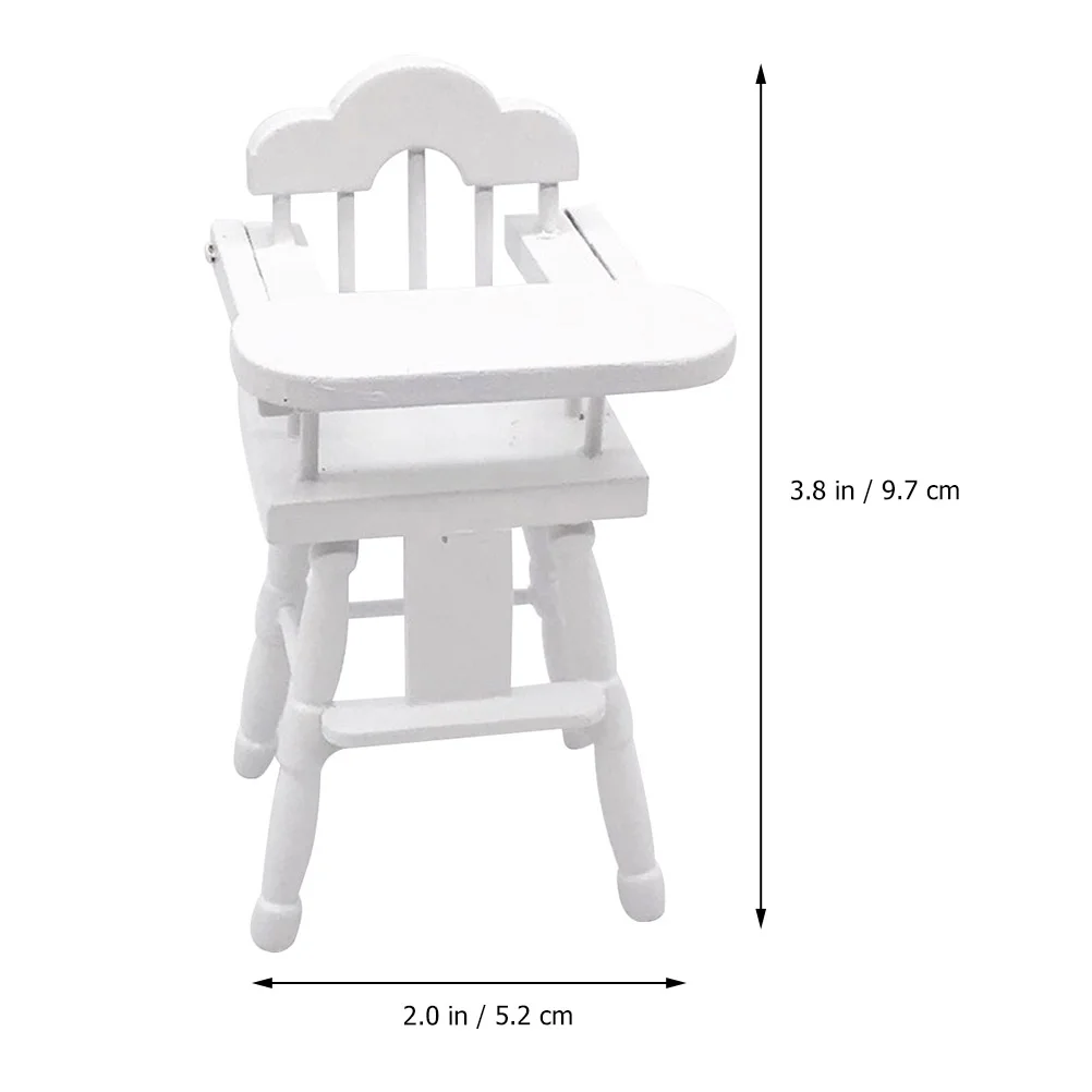 Micro Chair Ornament High Toy Wooden Mini Stool Dollhouse Furniture Accessory White Decor