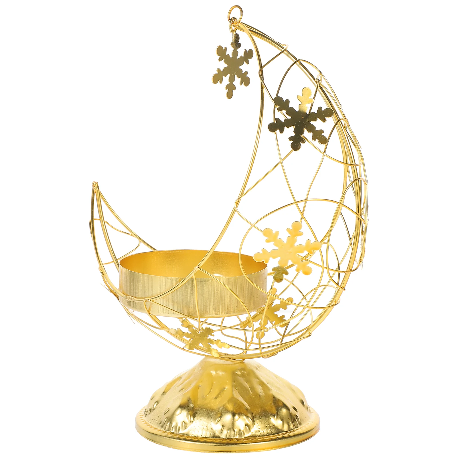 

Stylish Hollow Metal Moon Holder Elegant Desktop Decor Tea Light Holder Great Gift Choice for Occasions