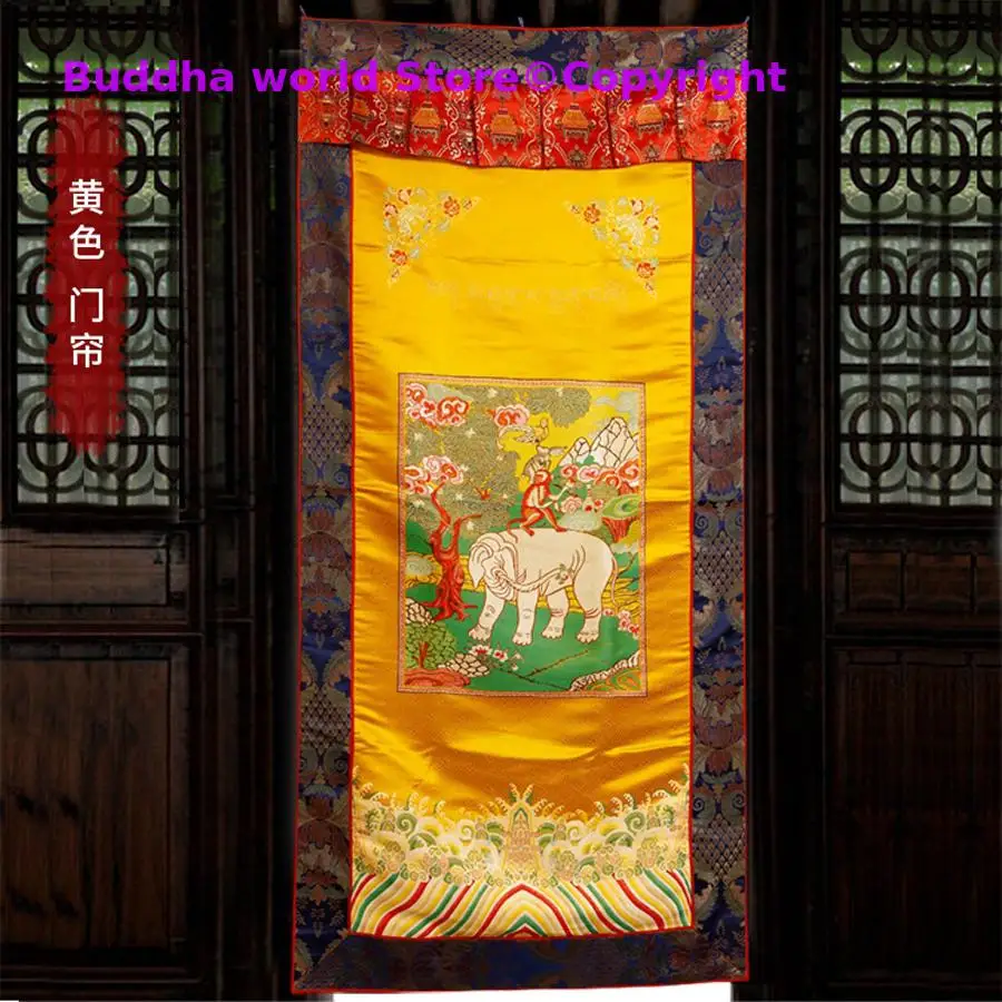 

Wholesale Buddhist supplies Buddhism India Tibet Auspicious holy Elephant Embroidery Tapestry wall Door Partition curtain