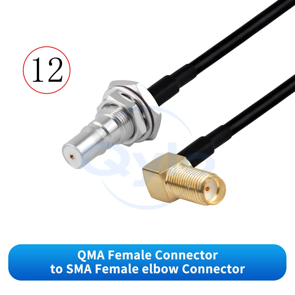 QMA to SMA Cable Male/Female Angled Connectors RG174 Coaxial Cable 0-6GHz QMA to SMA RF Adapter Cable (1 pcs)