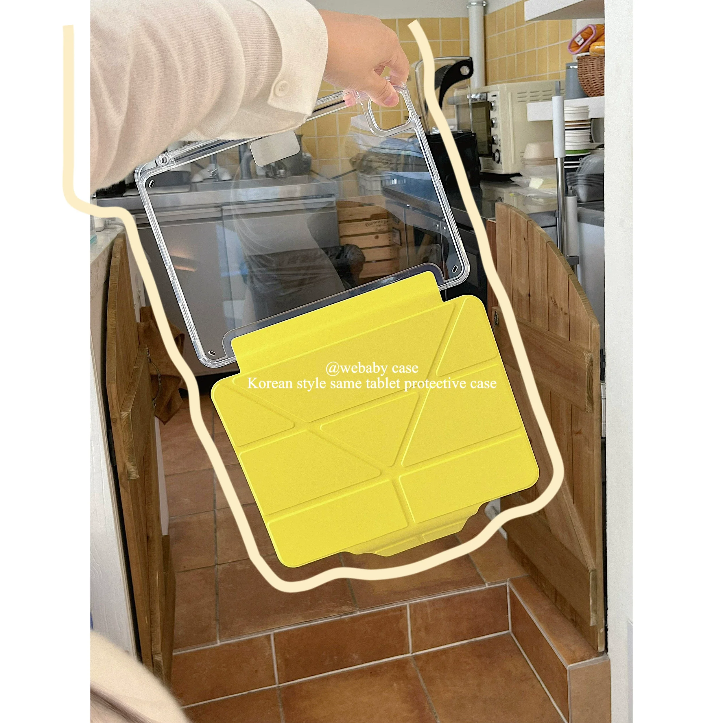Minimalist Korean Ins Lemon Yellow Creative For iPad Case iPad 10 9 8 7 2025 Air 5 4 3 2 Pro 11 Mini Y+3 Folding Pen Slot cover